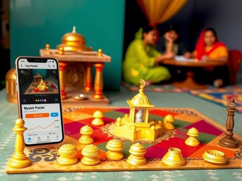 Traditional Indian board game setup showing Mysore Ancient Puzzle pieces
